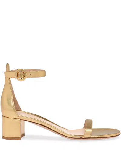Gianvito Rossi 45mm Gaeta Sandals In Gold