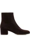 Gianvito Rossi Block Heel Ankle Boots With Suede Finish In Brown