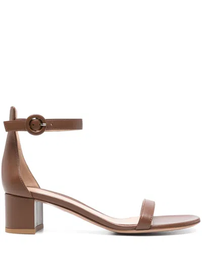 Gianvito Rossi 45mm Leather Sandals In Brown