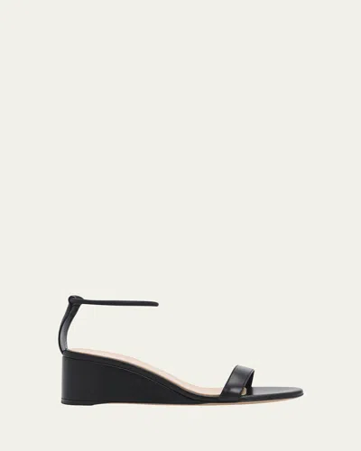 Gianvito Rossi 45mm Nappa Leather Wedge Sandals In Black