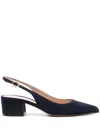 Gianvito Rossi Ribbon 50mm Suede Slingback Pumps In Blue
