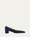 Gianvito Rossi 45mm Piper Suede Pointed-toe Pumps In Blue
