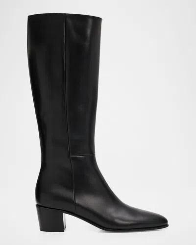 Gianvito Rossi 45mm Spencer Leather Knee-high Boots In Black
