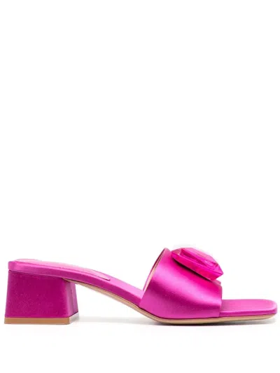Gianvito Rossi Jaipur 50mm Embellished Satin Mules In Pink & Purple