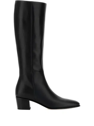 Gianvito Rossi 50mm Lyell Leather Block-heel Boots