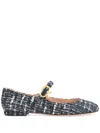 Gianvito Rossi Venezia Boucle Buckle Ballerina Flats In Black