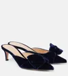 Gianvito Rossi 55 Bow-detail Velvet Mules In Blue