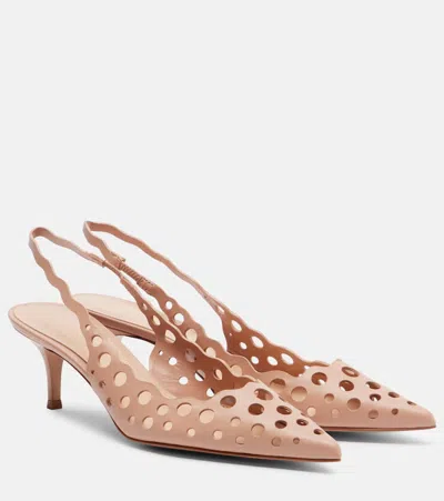 Gianvito Rossi 55 Leather Slingback Pumps In Pink
