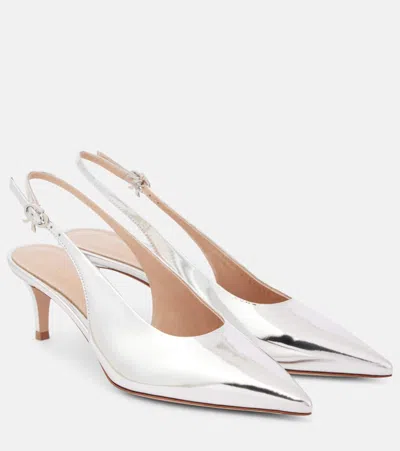 Gianvito Rossi 55 Metallic Leather Slingback Pumps In Silver