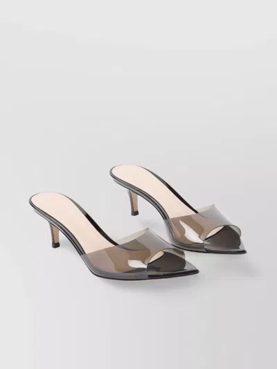 Gianvito Rossi 55 Mules With Covered Stiletto Heel In Silver