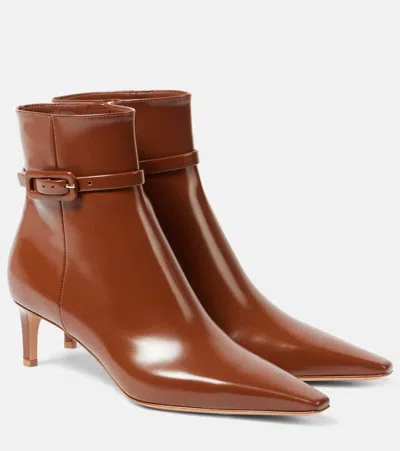 Gianvito Rossi 55 Patent Leather Ankle Boots In Brown