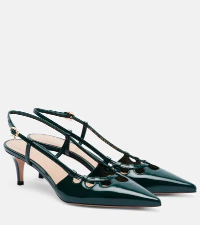 Gianvito Rossi 55 Patent Leather Slingback Pumps In Green