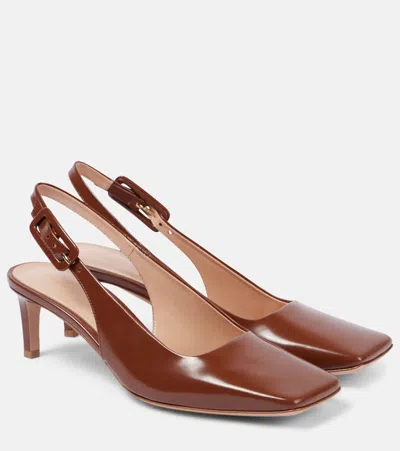 Gianvito Rossi 55 Patent Leather Slingback Pumps In Havana