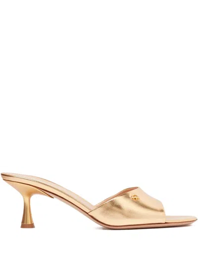 Gianvito Rossi 55mm Ascent Metallic Leather Sandals In Gold