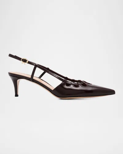 Gianvito Rossi 55mm Cutout Patent Leather Slingback Pumps In Burgundy