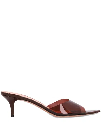 Gianvito Rossi 55mm Elle Transparent-panel Sandals In Brown