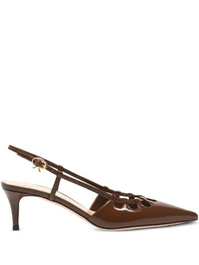 Gianvito Rossi 55mm Eloise Cut-out Heeled Pumps In Brown