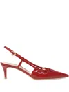 Gianvito Rossi Eloise 55 Patent Leather Slingback Pumps In White