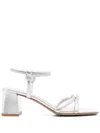 Gianvito Rossi 55 Block Heel Strappy Sandals In Silver