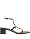 Gianvito Rossi Shanti Beaded T-strap Leather Sandals In 黑色