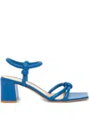Gianvito Rossi Knotted Leather Block-heel Sandals In Blue