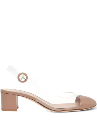 Gianvito Rossi 55mm Leather-toecap Slingback Pumps In Neutral