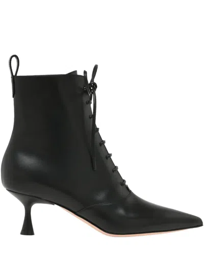 Gianvito Rossi 55mm Morganne Lace-up Ankle Boots In Black
