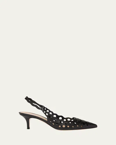 Gianvito Rossi 55mm Perforated Nappa Leather Slingback Pumps In Black