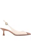 Gianvito Rossi Transparent Pointed Toe Pumps With Buckle Detail In Neutral