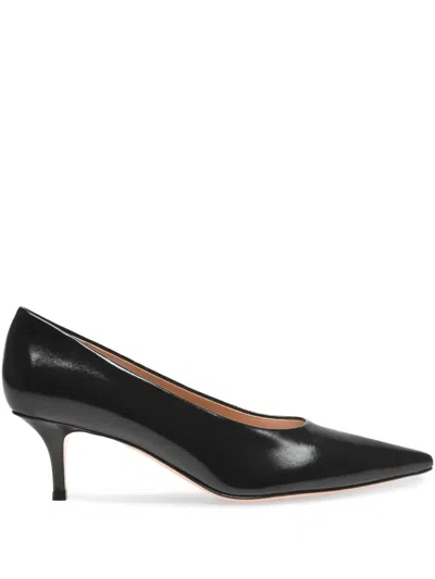 Gianvito Rossi 70mm Vitello Middle Heel Leather Pump In Black