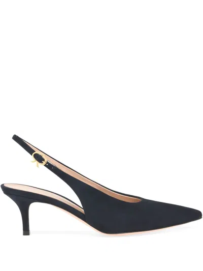 Gianvito Rossi Robbie 55 Suede Slingback Pumps In Blue