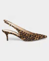 Gianvito Rossi 55mm Robbie Sling Leopard Print Kitten Heels In Brown