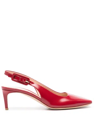 Gianvito Rossi Leather Slingback Pumps In Red