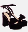 Gianvito Rossi 70 Bow-detail Velvet Platform Sandals In Burgundy