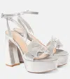 Gianvito Rossi 70 Bow-detail Velvet Platform Sandals In Silver