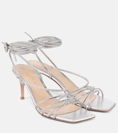 Gianvito Rossi 70 Embellished Leather Sandals In Silver