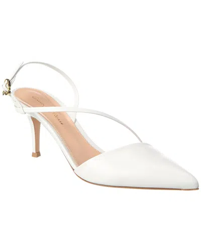 Gianvito Rossi 70 Leather Slingback Pump In White