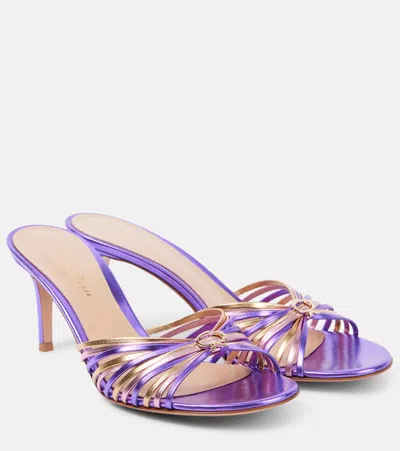 Gianvito Rossi Pantoletten 70 Aus Metallic-leder In Lila