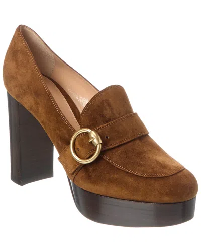 Gianvito Rossi 70 Suede Platform Pump In Brown