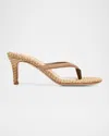 Gianvito Rossi 70mm Calypso Suede And Raffia Heeled Thong Sandals In Neutral