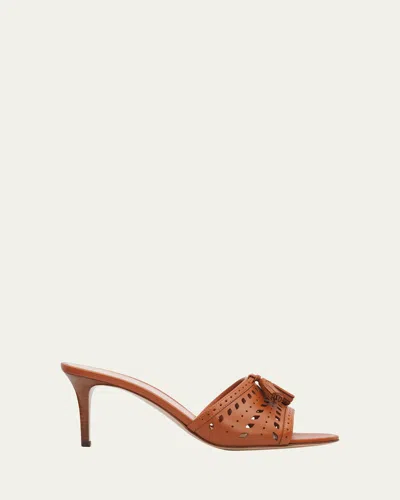 Gianvito Rossi 70mm Cutout Leather Mule Sandals In Brown
