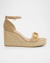 Gianvito Rossi 70mm Embellished Leather Espadrille Wedge Sandals In Neutral