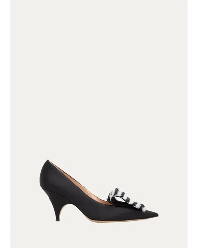 Gianvito Rossi 70mm Feathered Crepe Satin Pumps In Black
