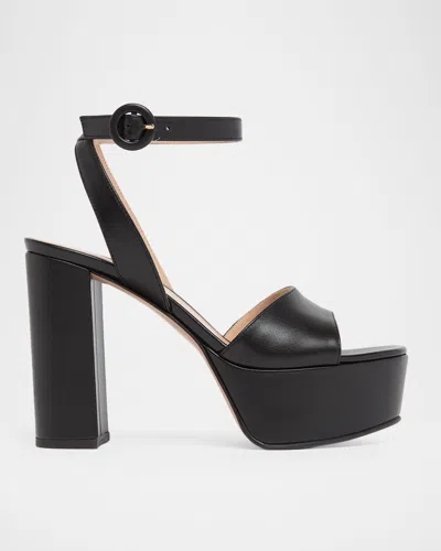 Gianvito Rossi 70mm Leather Platform Sandals In Black