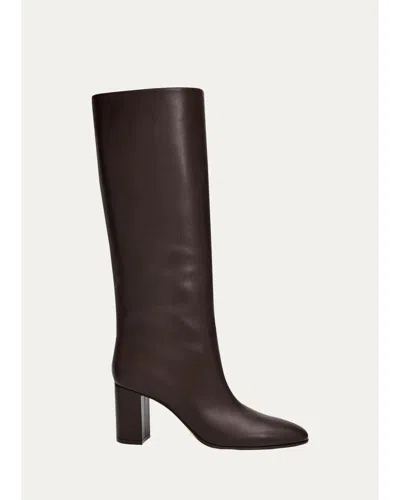 Gianvito Rossi 70mm Nappa Leather Knee-high Boots In Moka