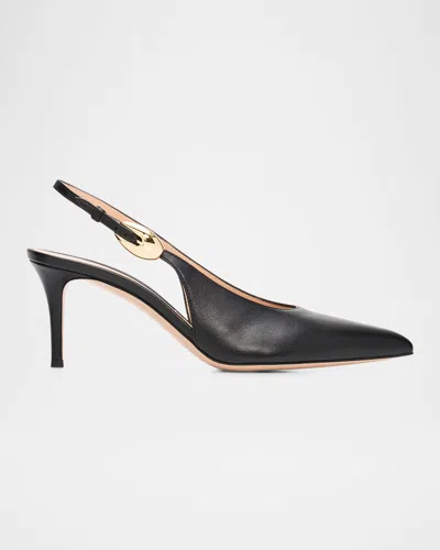 Gianvito Rossi 70mm Nappa Leather Slingback Pumps In Black
