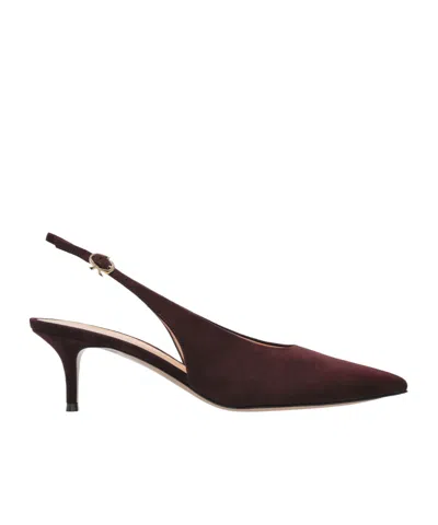 Gianvito Rossi 70mm Slingback Pointed-toe Pumps In Burgundy