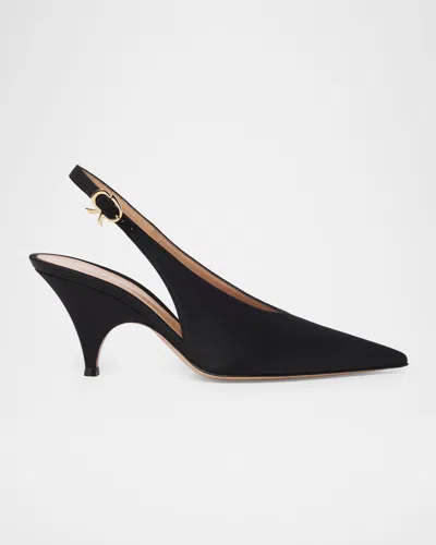 Gianvito Rossi Sofia 70 Crepe-satin Slingback Pumps In Black
