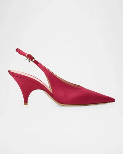 Gianvito Rossi 70mm Sofia Satin Slingback Pumps In Red