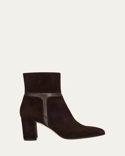 Gianvito Rossi 70mm Suede And Leather Ankle Boots In Burgundy